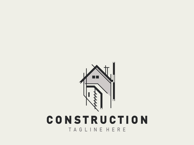 Construction structure line home building and repair logo Design illustration