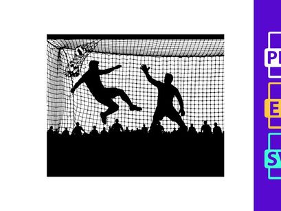 Soccer goalkeepers in action during a critical moment in a match