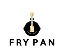 frying pan and spatula logo, kitchen cooking equipment, for business, company, restaurant