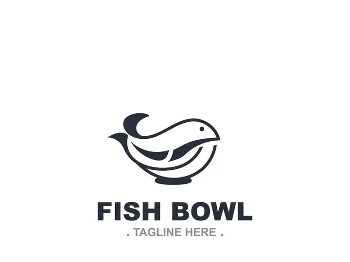 Fish bowl logo design, restaurant logo symbol minimal illustration design