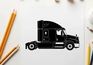 Silhouette of a semi truck with a sleeper berth