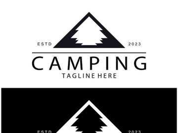 vintage and retro tent logo, camping. With tent, tree and bonfire sign. adventurers, scouts, climbers, camping equipment center preview picture