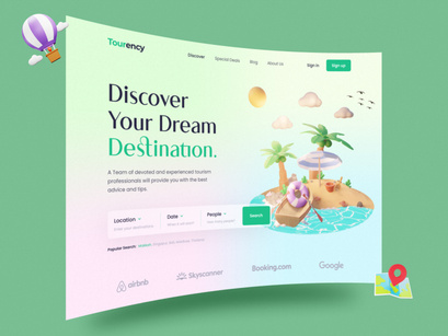 Tourency - Travel Web Header Design✈️