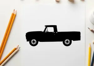 Silhouette of a classic pickup truck with a single cab