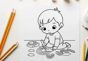 Cute baby cooking pancakes vector illustration flat design