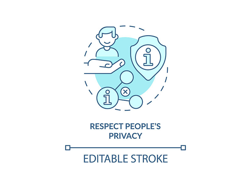 Respect people privacy turquoise concept icon