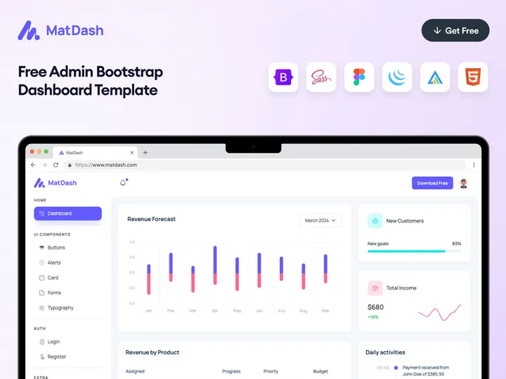 MatDash Free Bootstrap Admin Dashboard Template