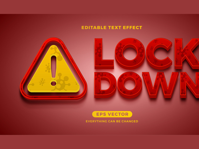 Lockdown editable text effect vector template