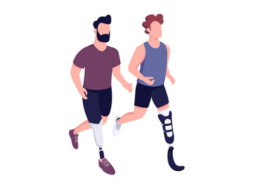 Disabled sportsmen race flat color vector faceless character preview picture