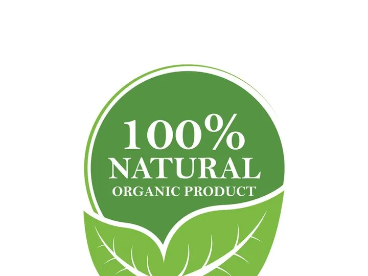 100% Natural and organic product badge vector green icon
