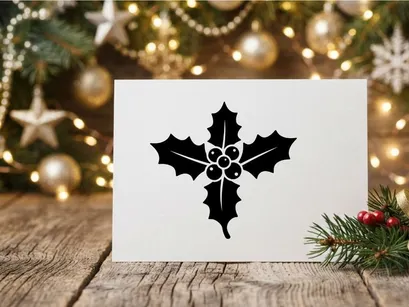 Black holly berry icon for Christmas holiday design and festive winter season decoration