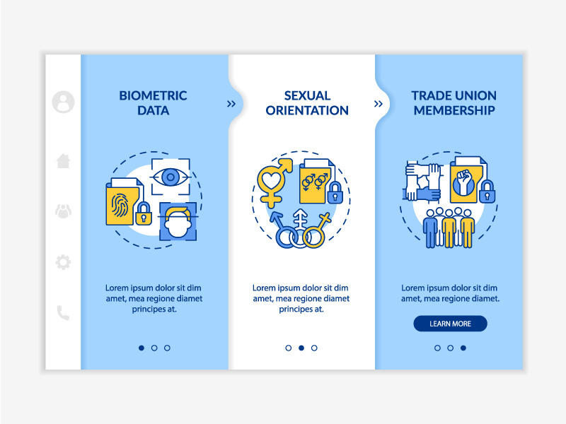 Examples of personal data blue and white onboarding template