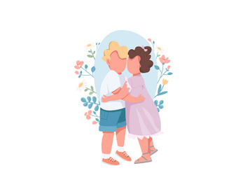 Hugging kids flat concept vector illustration preview picture