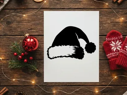 Festive Santa Hat with White Fur Trim and Pom-Pom