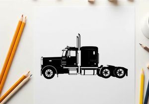 Silhouette of a large semi truck with trailer