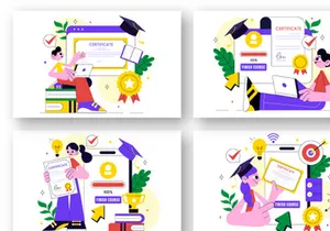 10 Online Course Certificate Program Illustration