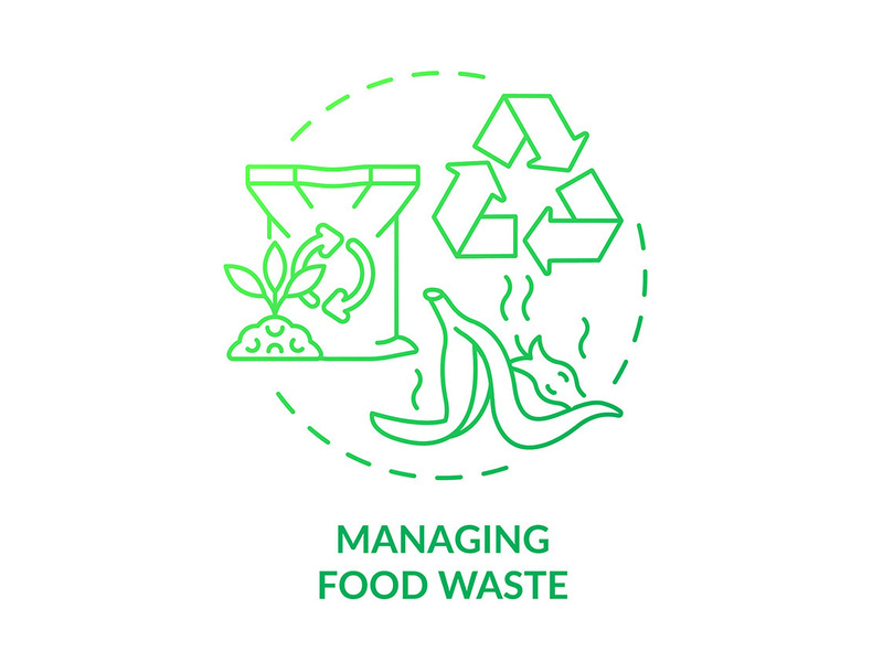 Managing food waste green gradient concept icon