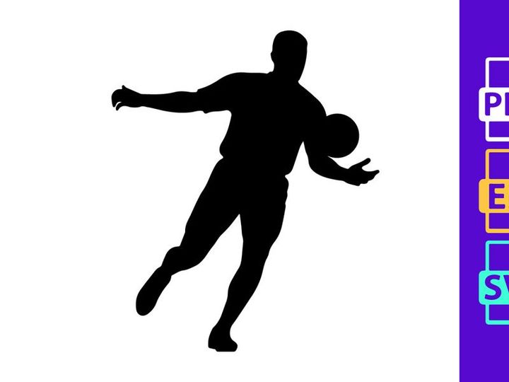 Silhouette of a man playing soccer or football with a ball
