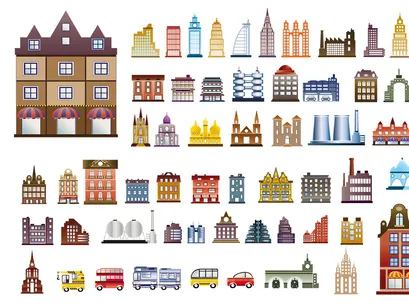 Set of vector buildings