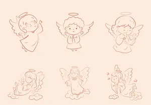 cute little girl angel hand draw doodle wings flying