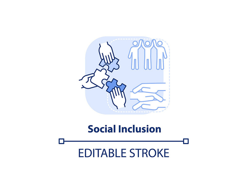 Social inclusion light blue concept icon