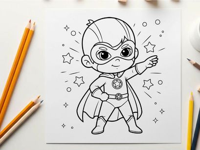 Cute superhero baby flying vector illustration flat design