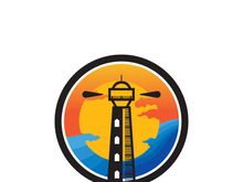 Lighthouse icon logo and vector illustration beacon tower design vintage symbol