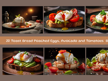 Toast Bread Poached Eggs, Avocado and Tomatoes Breakfast preview picture