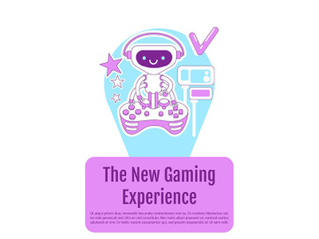 Gamer bot poster flat silhouette vector template preview picture
