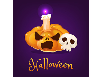Creepy pumpkin cartoon illustration preview picture