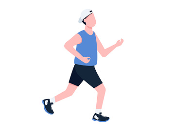 Man jogging outside flat color vector faceless character preview picture