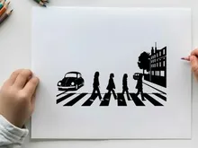 People crossing Abbey Road vector illustration