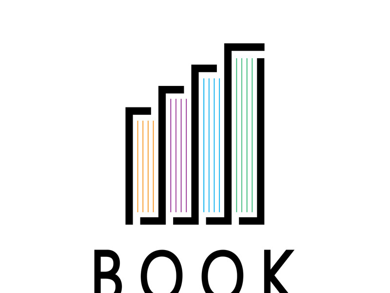 book stairs logo, or library for bookstores, book companies, publishers, encyclopedias, libraries, education, digital books, vectors