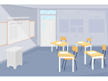 Empty classroom flat color vector illustration preview picture