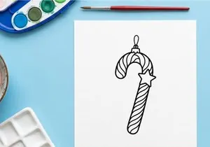 Ilustração de arte vetorial de enfeite de bastão de doces de Natal para página de colorir de design festivo.