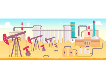 Industrial refinery plant flat color vector illustration preview picture