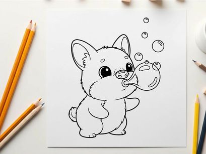 Cute fox blowing bubbles playful cartoon vector illustration