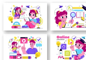 10 Online Education for Kids Illustration