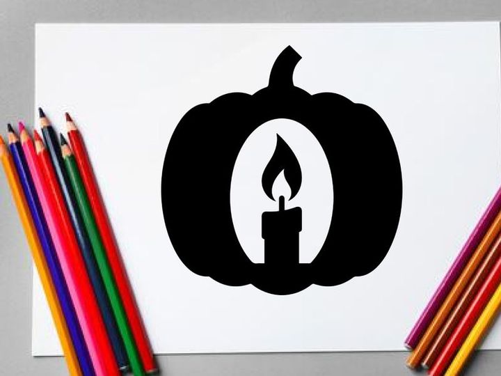 Silhouette labu dengan lilin menyala di dalam untuk dekorasi Halloween