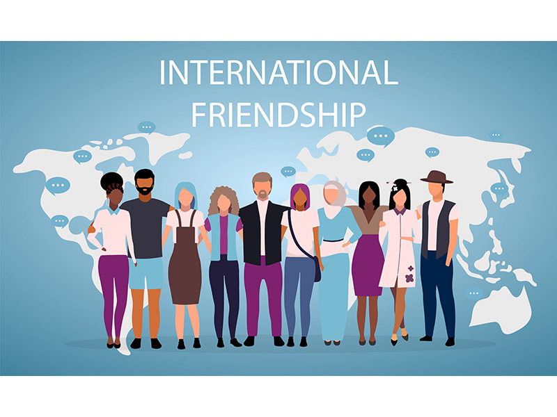 International friendship poster vector template