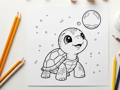 Cute cartoon turtle smiling vector illustration flat design