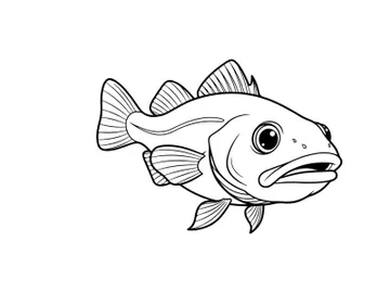 Sad cartoon fish vector illustration flat design preview picture