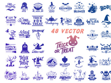 Vector set of Halloween Bundles Design For Crafts And T-Shirt preview picture
