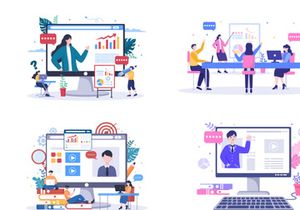 15 Business Online Training Vector Illustration
