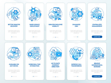 UCaaS blue onboarding mobile app screen set preview picture