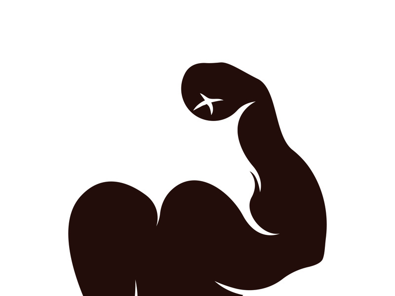 Arm muscle silhouette logo biceps icon vector illustration