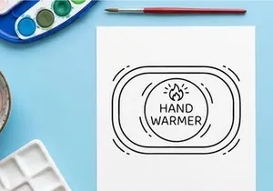 Hand warmer icon for winter accessories and cold weather gear line art illustration
