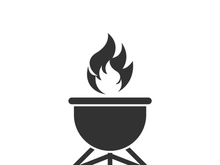 BBQ grill simple and symbol icon with smoke or steam logo vector illustration