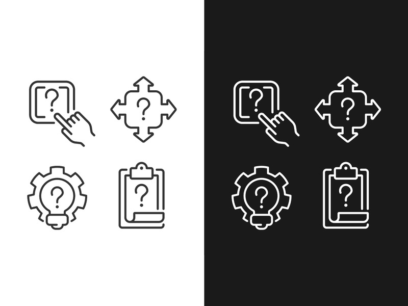 Questions and answers in technical support linear icons set