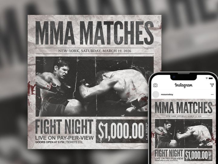 Free Bold Retro Blood Boxing Showdown Instagram Post Template